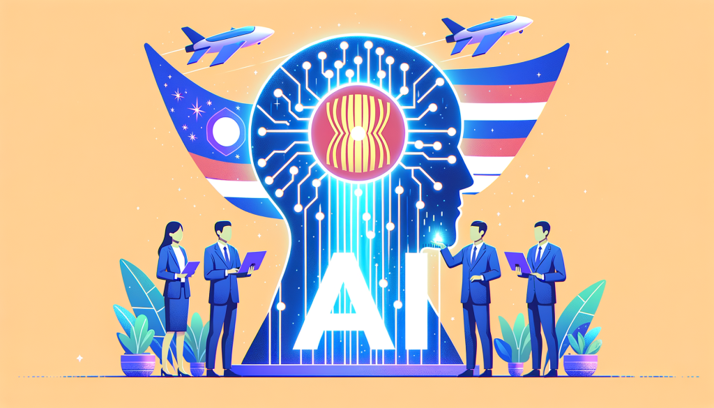 Create a 3:2 aspect ratio illustration in a cheerful, cartoonish and vibrant style, showing a non-descriptive male software engineer adjusting a large, complex graphics processing unit. In the background, show data being processed and transformed into artificial intelligence sub-systems, representing various countries' tech advancements. The overall image should have a positive and light-hearted tone to represent the growing demand for such technology.