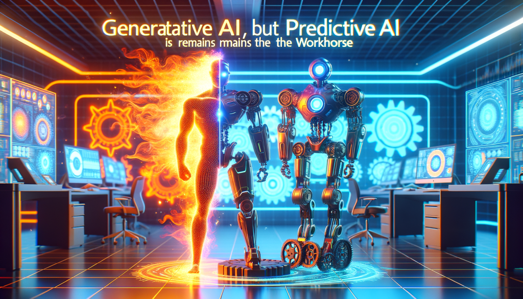 Create a 3:2 aspect ratio illustration in a cheerful, cartoonish and vibrant style, showing a non-descriptive male software engineer adjusting a large, complex graphics processing unit. In the background, show data being processed and transformed into artificial intelligence sub-systems, representing various countries' tech advancements. The overall image should have a positive and light-hearted tone to represent the growing demand for such technology.