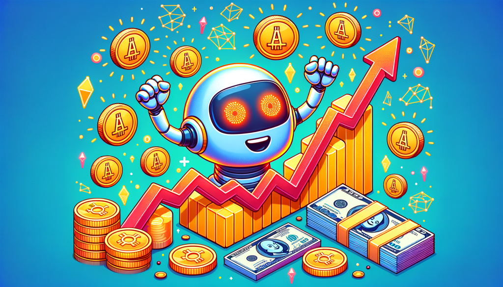 Create a 3:2 aspect ratio illustration in a cheerful, cartoonish and vibrant style, showing a non-descriptive male software engineer adjusting a large, complex graphics processing unit. In the background, show data being processed and transformed into artificial intelligence sub-systems, representing various countries' tech advancements. The overall image should have a positive and light-hearted tone to represent the growing demand for such technology.