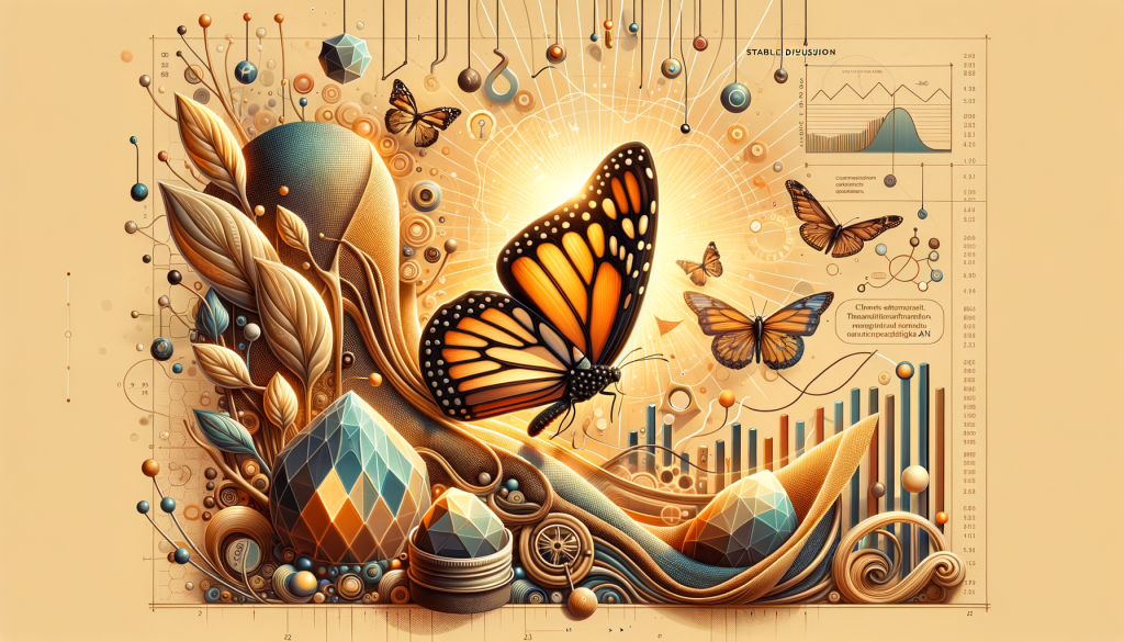 Create a detailed and warm illustration symbolizing the concepts in the article 'Stable Diffusion 3.0 debuts new diffusion transformation architecture to reinvent text-to-image gen AI'. The illustration should reflect the progress of AI technology, focusing specifically on the final product of text-to-image generation. Include objects that symbolize transformation, such as a butterfly emerging from a cocoon, and tie in elements of positive evolution. Feature various warm colors, a diffused light effect, and an overall clean and chic design. The total composition should be in a 3:2 aspect ratio, with an atmosphere that radiates optimism and progress.