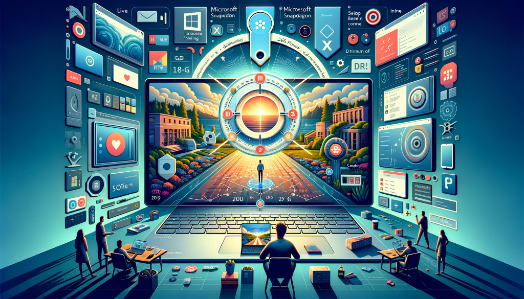 Illustrate an image in 3:2 aspect ratio that captures the essence of the article titled 'Recall is Microsoft’s key to unlocking the future of PCs'. Represent an imagery in a light and positive style. The setting involves a detailed Copilot Plus PC with visible Qualcomm's Snapdragon X Elite chips and boasting a minimum of 256 GB of storage. Portray a user interacting with the 'Recall' feature - index being controlled via pausing, stopping, or deleting content on screen. Ensure to also depict live meeting communications, app usage, and website visits in a visually digestible manner. Explicitly exclude any elements showing InPrivate web browsing sessions or DRM-protected content. The overall image should reflect advanced technological features, privacy and convenience.