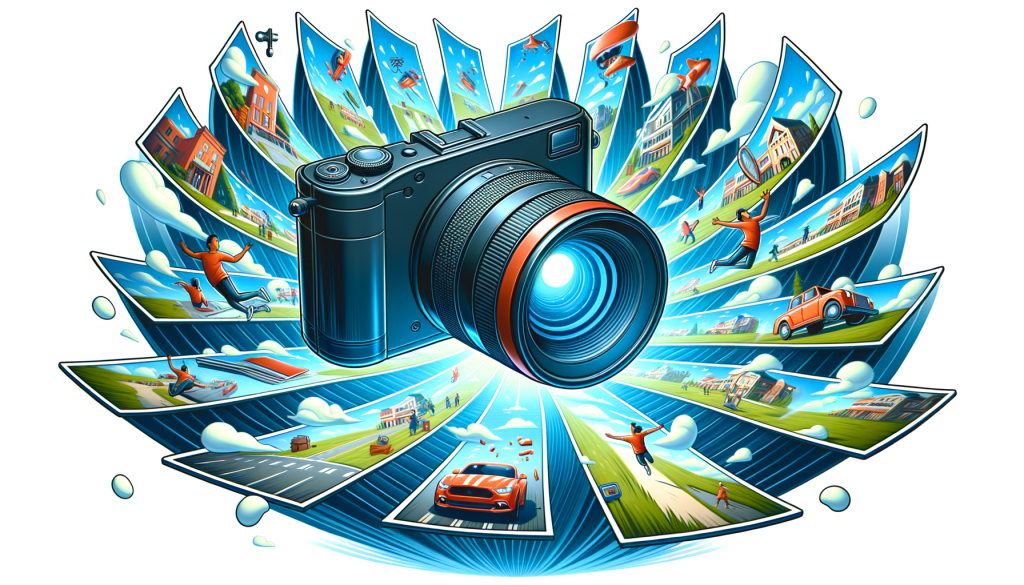 Create an image that represents the article 'Stability AI’s new virtual camera turns any image into a cool 3D video and I’m blown away by how good it is'. The illustration should be in 3:2 aspect ratio. It should depict a generic high-tech camera floating above flat 2D images, which are dynamically morphing into exciting 3D videos, to symbolize the revolutionary image enhancement technology developed by Stability AI. The images should be turning into 3D scenes joyfully, reflecting a positive and light atmosphere. The style should be brightly colored, digitally rendered, and detailed in a way that is reminiscent of early 20th-century animation.