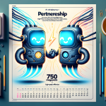 Create an illustration depicting a partnership between two tech entities represented as stylized, friendly machines working together. The illustration should be light, positive and in 3:2 aspect ratio. One entity symbolizes OpenAI and the other represents Cerebras. Light bolts signifying 750 megawatts of power interconnect the two symbols, highlighting their mutual collaboration in AI technology. The dynamic is set to look like high-speed AI inference. The materials used are advanced and give off an impression of a high-speed solution, incorporating subtle elements to suggest these devices are faster than GPU-based systems. Make the lifetime of the deployment visible as a calendar starting from 2026.