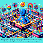 Generate an illustration in a cheerful and vibrant style that depict Google's Universal Commerce Protocol. The image needs to visualize an infrastructure layer for AI-driven shopping. Showcase different elements like AI agents interacting seamlessly with various retailers and payment systems. The artwork should depict a foundational standard similar to TCP/IP for the internet and hint at the projection of rapid growth in agentic commerce by 2030. Please exclude any real-world retailers to maintain impartiality. The finished image should be in 3:2 aspect ratio.