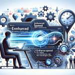 Create an illustration in a 3:2 aspect ratio that portrays a positive and light theme. Imagery should include a futuristic and sleek software coding tool in use, representing OpenAI's new 'Codex' model. Emphasize an sense of enhanced speed and complexity, perhaps with symbols of gears and a stopwatch to indicate a 25% faster processing speed. Also include a small, second coding tool that's slightly in the lead, indicating Anthropic's slightly earlier launch – but keep the overall focus on the primary tool. To reflect the broader story, consider including elements representing related AI news such as a symbolic representation of someone reacting to a 'Super Bowl ad', or a group of AI tools being managed by a figure, suggesting OpenAI's new enterprise AI agent management tools.